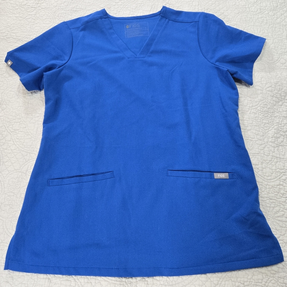 Figs Scrub Top Womens S Blue Technical Collection Casma Work Shirt V Neck